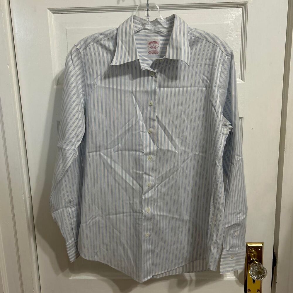 Brooks-brothers Women's Blue and White Shirt